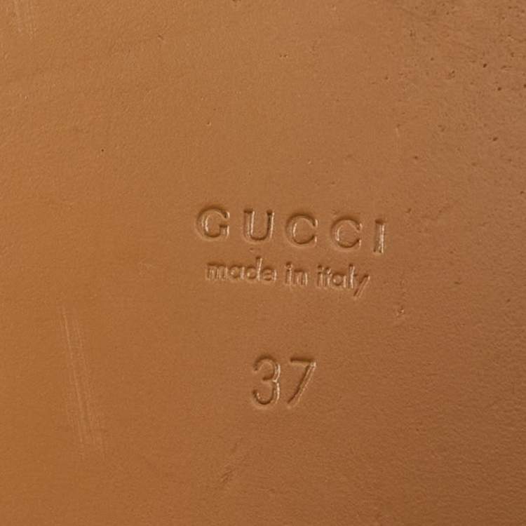 Pre Owned Gucci Black Leather Fringe Horsebit Flat Slides Size 37