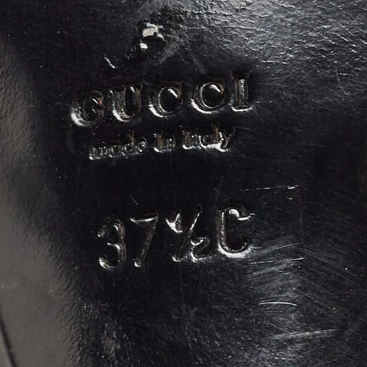 Pre Owned Gucci Black Leather Ankle Tie Pumps Size 37.5