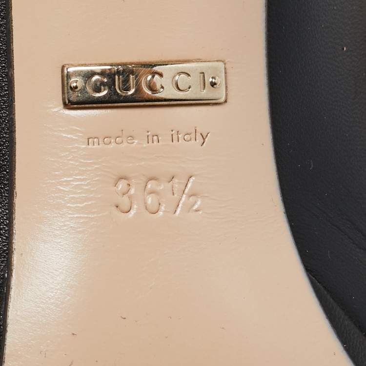 مملوكة مسبقًا Gucci Black Leather Horsebit Round Toe Pumps Size 36.5