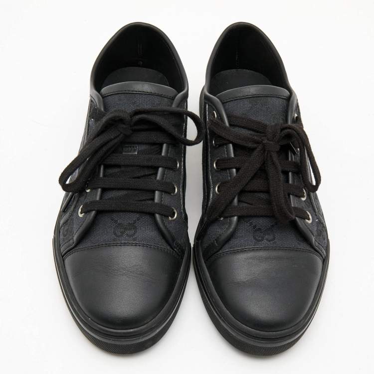 Pre Owned Gucci Two Tone GG Canvas and Leather Low Top Sneakers Size 38