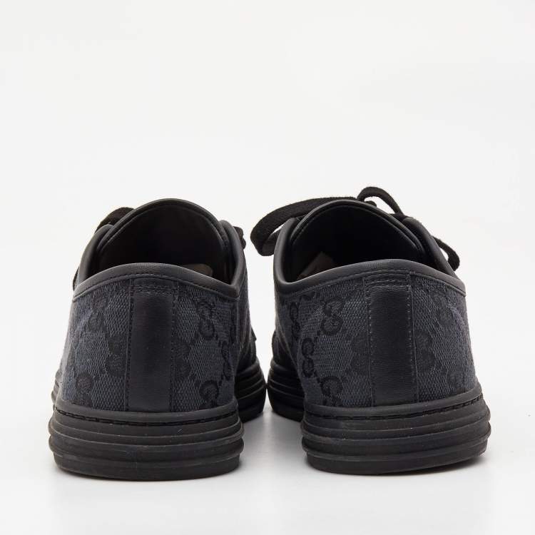 Pre Owned Gucci Two Tone GG Canvas and Leather Low Top Sneakers Size 38