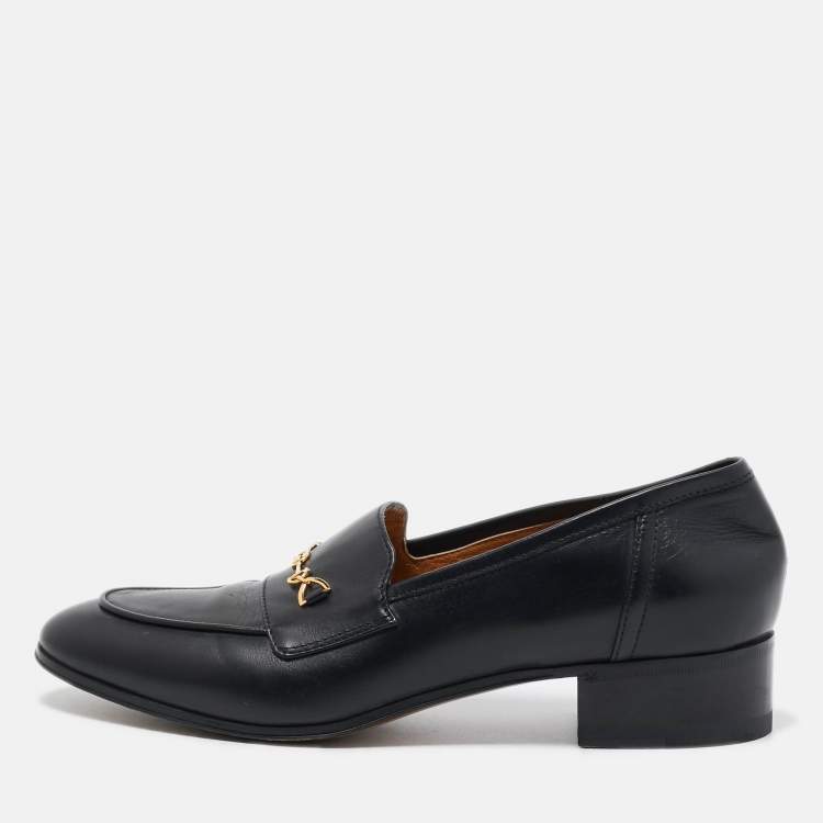 Pre Owned Gucci Black Leather Horsebit Loafers Size 39