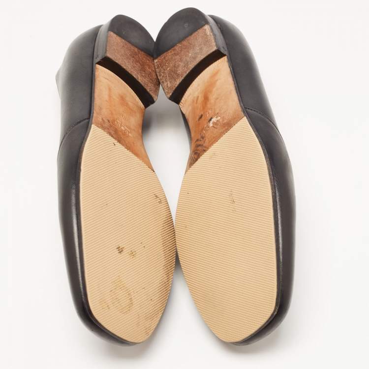 Pre Owned Gucci Black Leather Horsebit Loafers Size 41