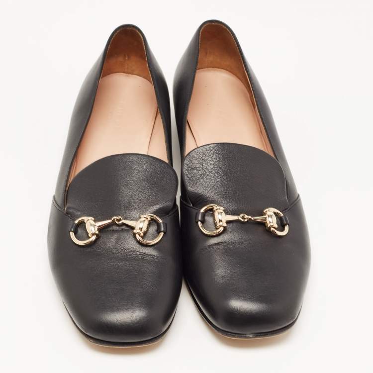 Pre Owned Gucci Black Leather Horsebit Loafers Size 41