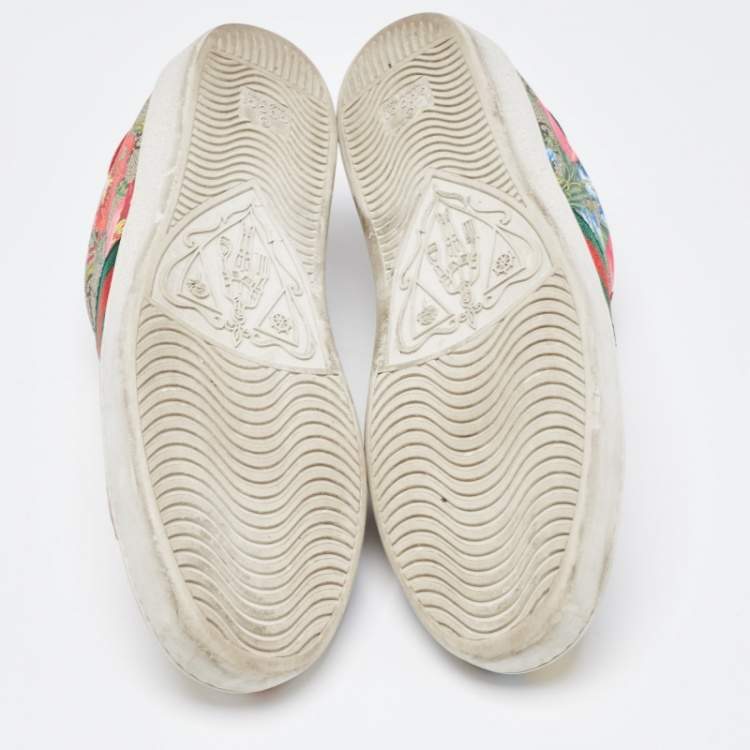 Pre Owned Gucci Multicolor Canvas and Leather GG Canvas Floral  Ace Sneakers Size 40