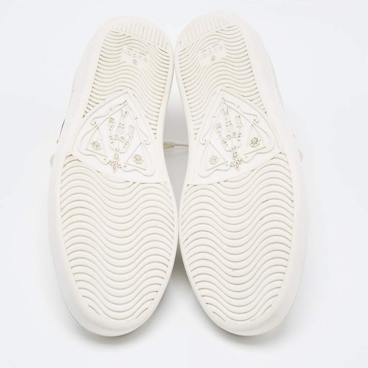 Pre Owned Gucci White Leather Faux Pearl and Spike Embellished Ace Sneakers Size 37.5