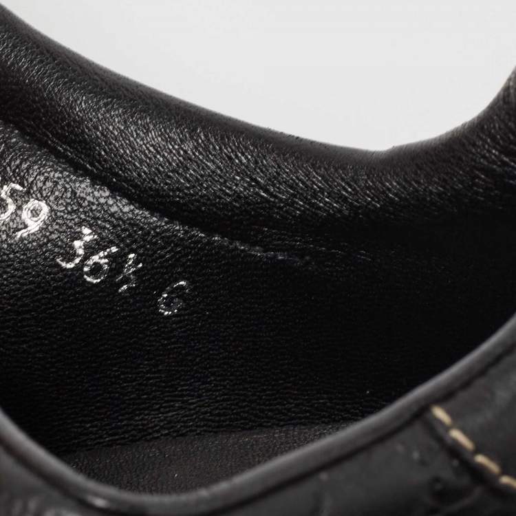 Pre Owned Gucci Black Guccissima Leather Web Low Top Sneakers Size 36.5