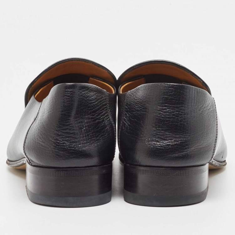 Pre Owned Gucci Black Leather Horsebit Loafers Size 37