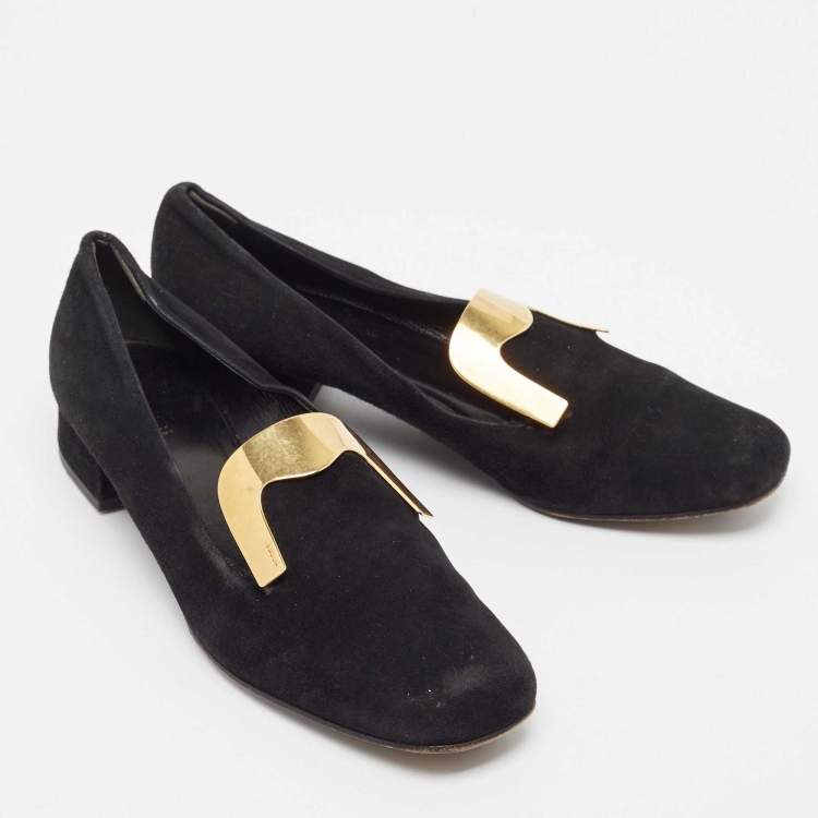 Pre Owned Gucci Black Suede Alma Classic Smoking Slippers Size 39.5