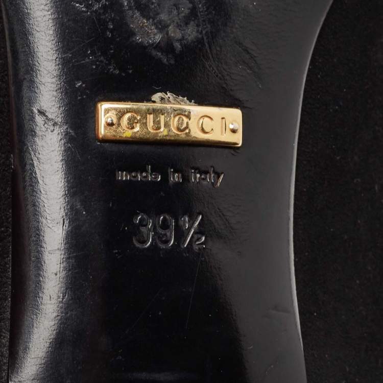 Pre Owned Gucci Black Suede Alma Classic Smoking Slippers Size 39.5