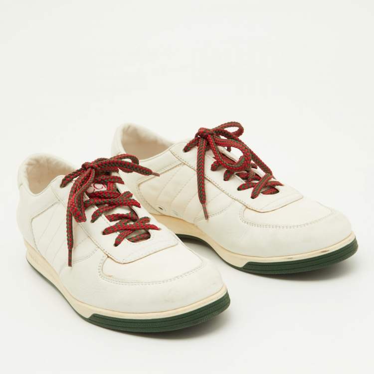 Pre Owned Gucci White Leather and Nylon 1984 Low Top Sneakers Size 37