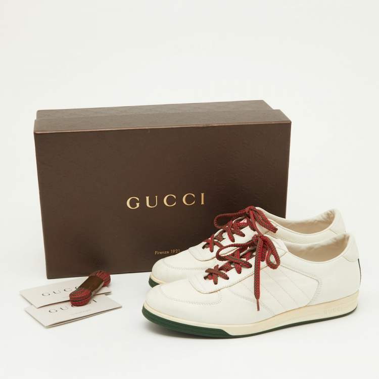 Pre Owned Gucci White Leather and Nylon 1984 Low Top Sneakers Size 37