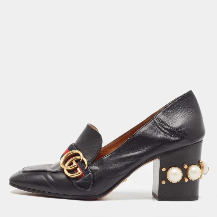 Gucci pearl heel on sale loafer