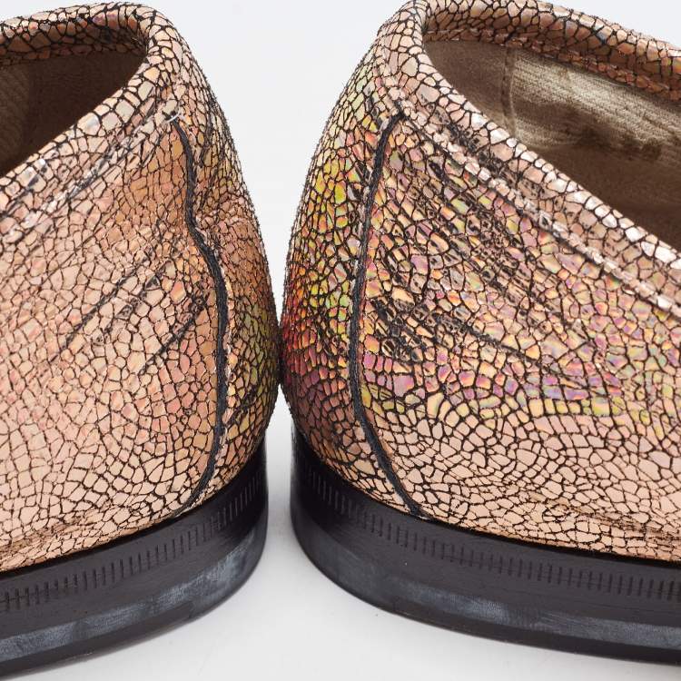 Pre Owned Gucci Iridescent Nubuck Leather Horsebit Loafers Size 38.5
