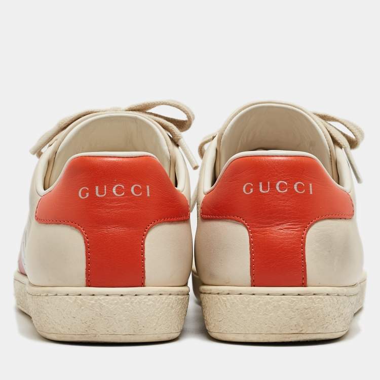 Pre Owned Gucci Cream Leather Ace Low Top Sneakers Size 38
