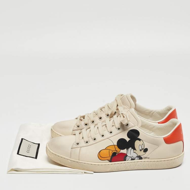 Pre Owned Gucci Cream Leather Ace Low Top Sneakers Size 38