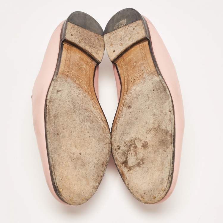 Pre Owned Gucci Pink Leather Jordaan Loafers Size 37