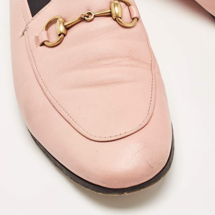 Pre Owned Gucci Pink Leather Jordaan Loafers Size 37