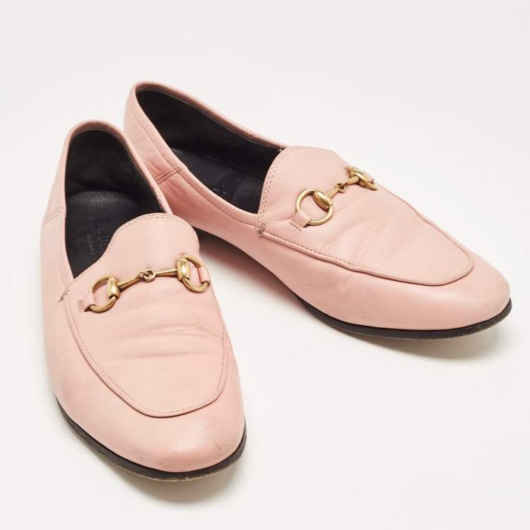 Pre Owned Gucci Pink Leather Jordaan Loafers Size 37