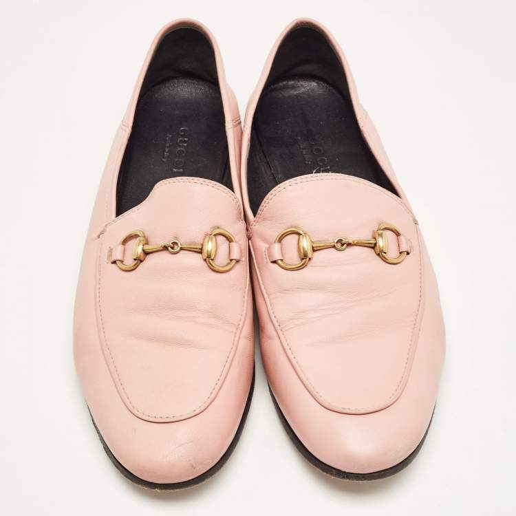 Pre Owned Gucci Pink Leather Jordaan Loafers Size 37