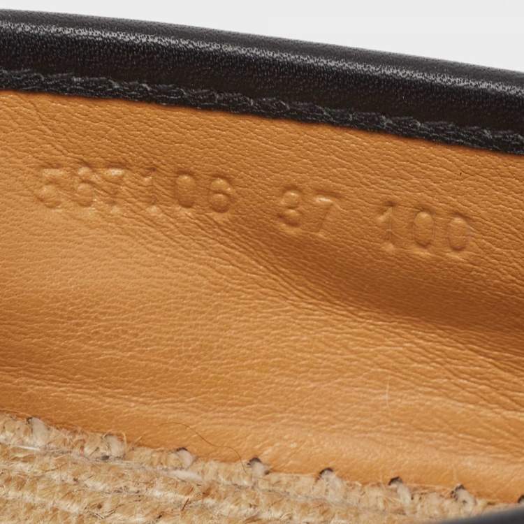 Pre Owned Gucci Black Microguccissima Leather Slip On Espadrille Flats Size 37