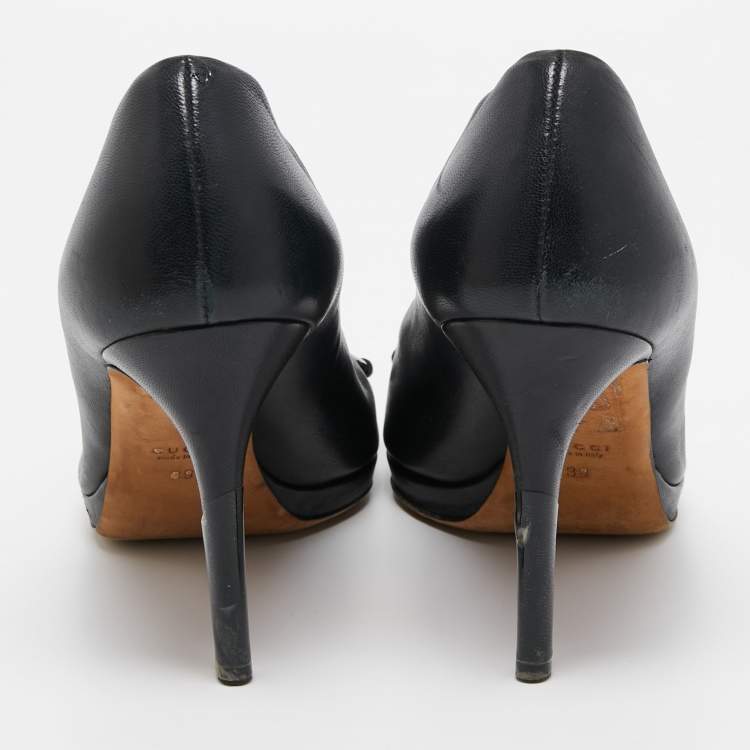 Pre Owned Gucci Black Leather Hollywood Pumps Size 39
