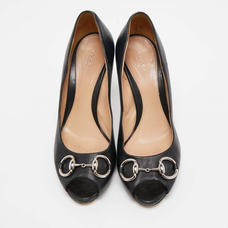 Pre Owned Gucci Black Leather Hollywood Pumps Size 39