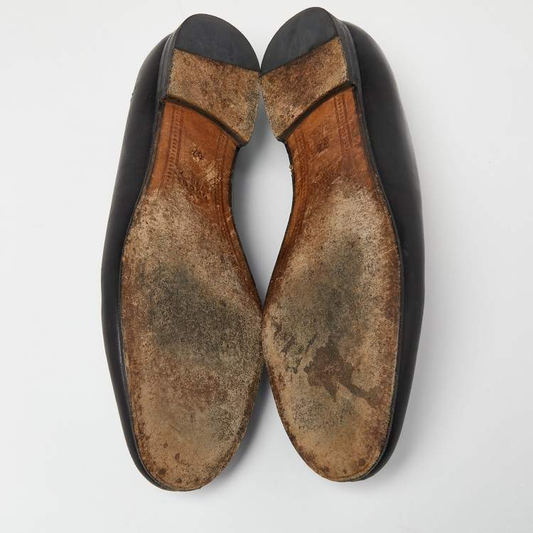 Pre Owned Gucci Black Leather Jordaan Loafers Size 37