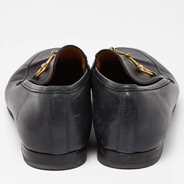 Pre Owned Gucci Black Leather Jordaan Loafers Size 37