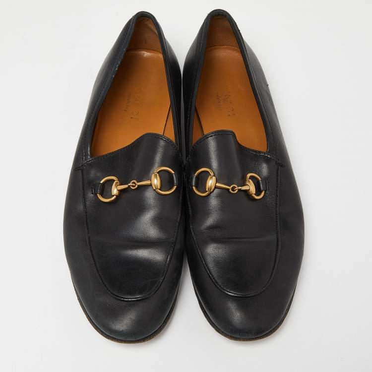 Pre Owned Gucci Black Leather Jordaan Loafers Size 37
