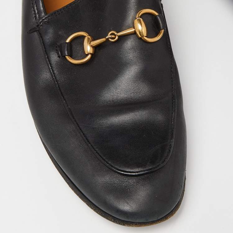 Pre Owned Gucci Black Leather Jordaan Loafers Size 37