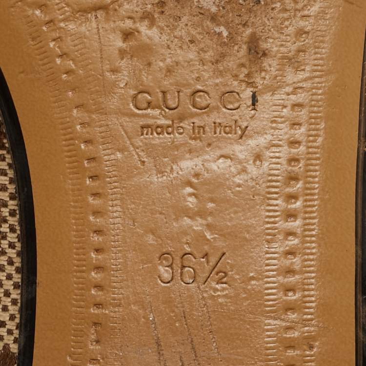 Pre Owned Gucci Beige Jumbo GG Canvas Jordaan Loafers Size 36.5