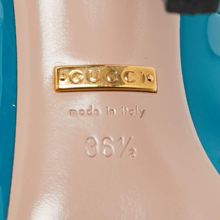 Pre Owned Gucci teal Patent Leather Horsebit  Pumps Size 36.5
