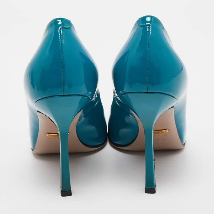 Pre Owned Gucci teal Patent Leather Horsebit  Pumps Size 36.5