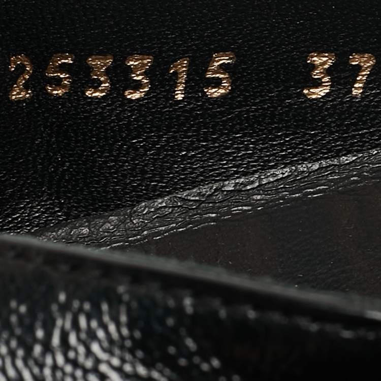 Pre Owned Gucci Black Leather Web Ballet Flats Size 37