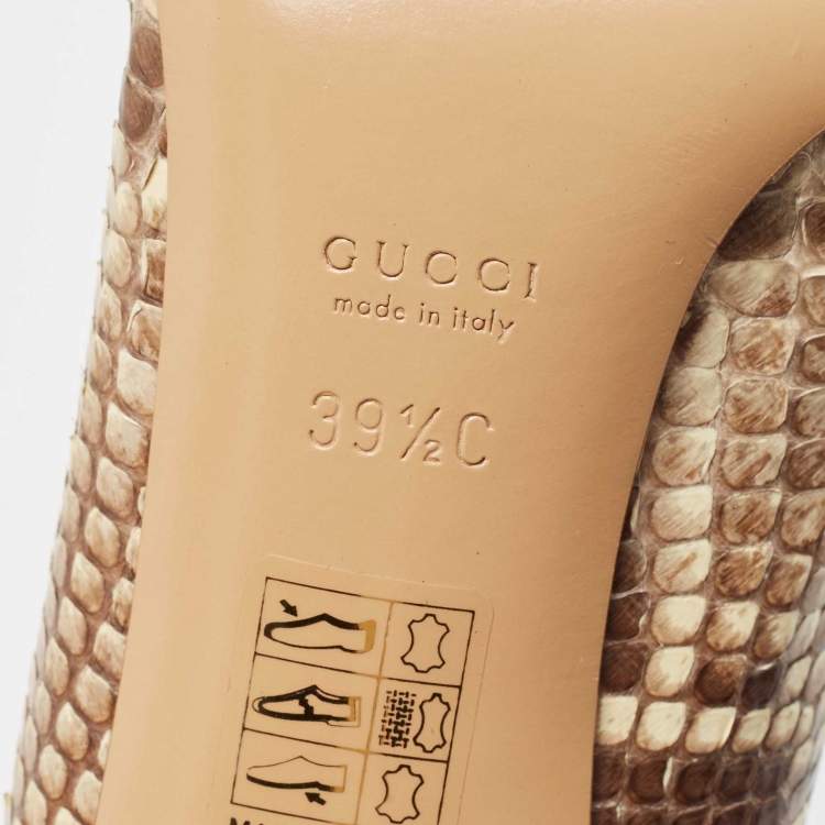 مملوكة مسبقًا Gucci Brown/Beige Python GG Loafer Pumps Size 39.5