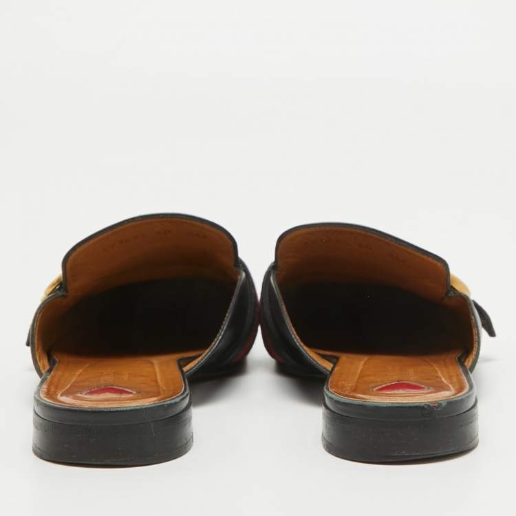 Pre Owned Gucci Black Leather Peyton Mules Size 40 