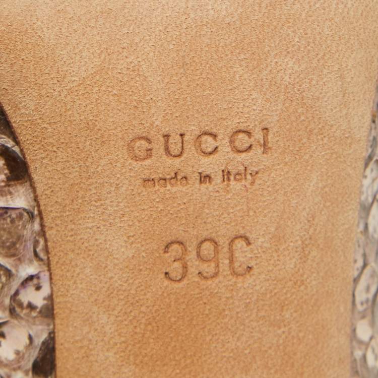 Pre Owned Gucci Two Tone Python Horsebit Peep Toe Pumps Size 39