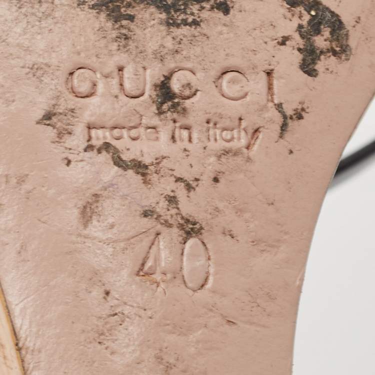 Pre Owned Gucci Black Patent Studded Cork Wedge Sandals Size 40