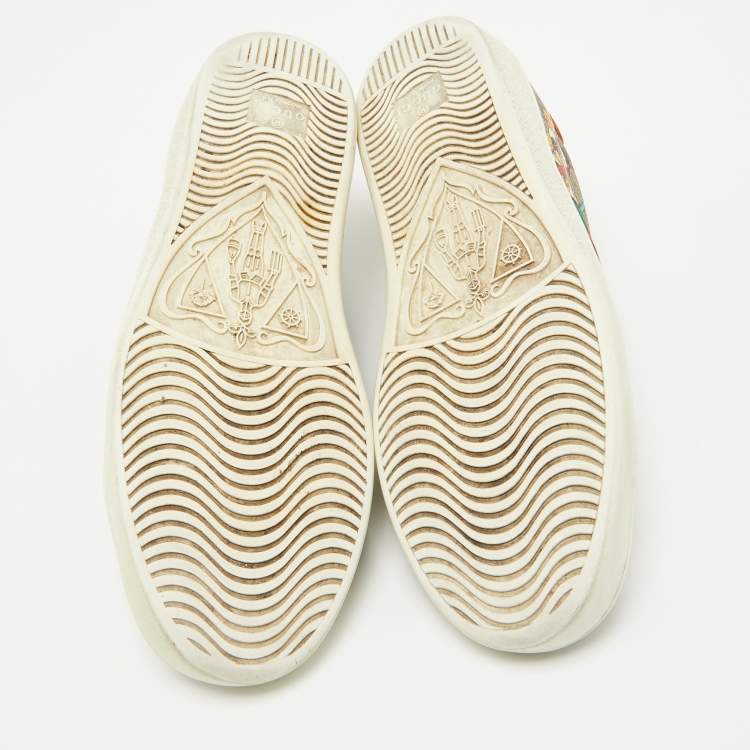 Pre Owned Gucci Multicolor Leather and Canvas Graphic Print Ace Sneakers Size 37