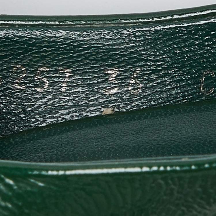 Pre Owned Gucci Green Patent Leather Horsebit Peep Toe Pumps Size 36