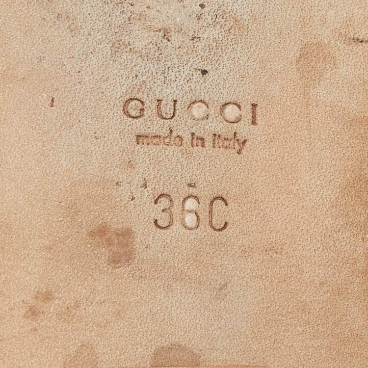 Pre Owned Gucci Golden Metallic Gold Leather Heart Thong Flat Slides Size 36
