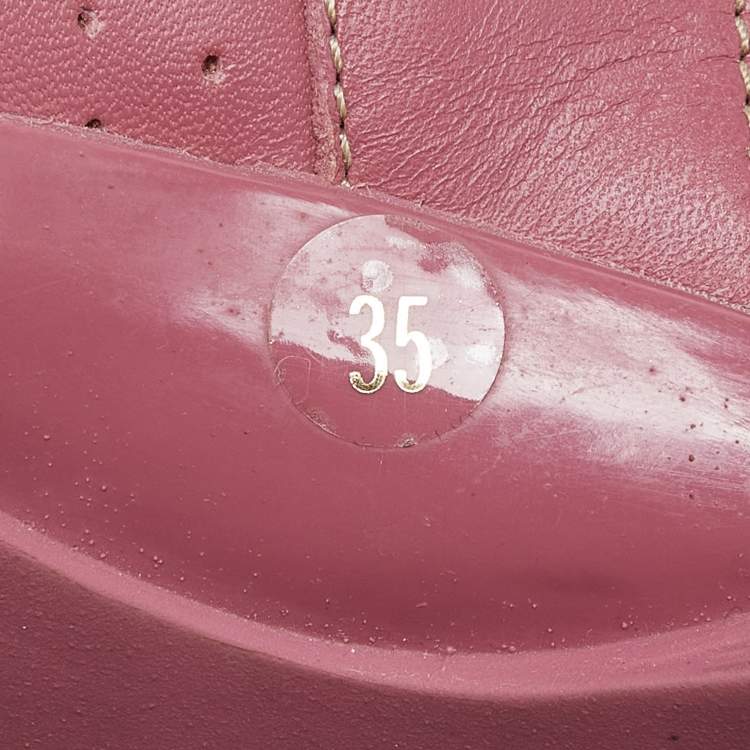 Pre Owned Gucci Beige/Pink GG Canvas and Leather Low Top Sneakers Size 35