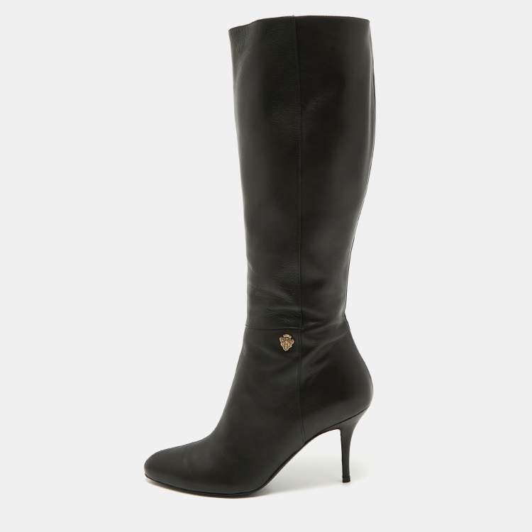 مملوكة مسبقًا Gucci Black Leather Knee Length Boots Size 40