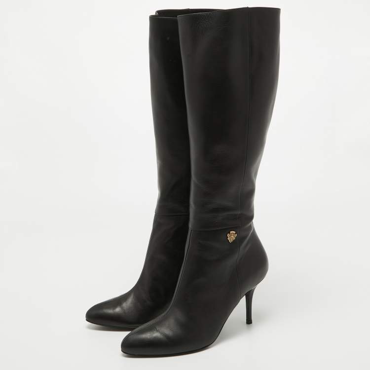 مملوكة مسبقًا Gucci Black Leather Knee Length Boots Size 40