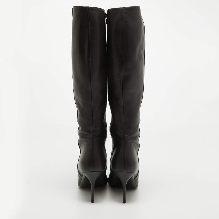 مملوكة مسبقًا Gucci Black Leather Knee Length Boots Size 40
