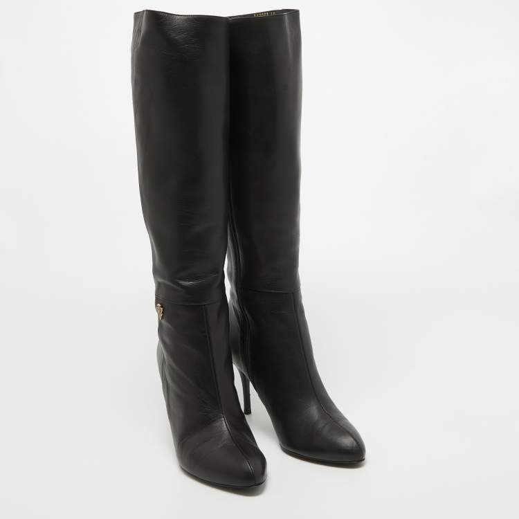 مملوكة مسبقًا Gucci Black Leather Knee Length Boots Size 40