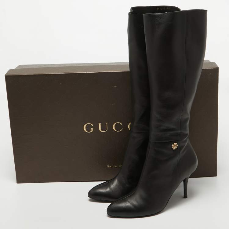مملوكة مسبقًا Gucci Black Leather Knee Length Boots Size 40