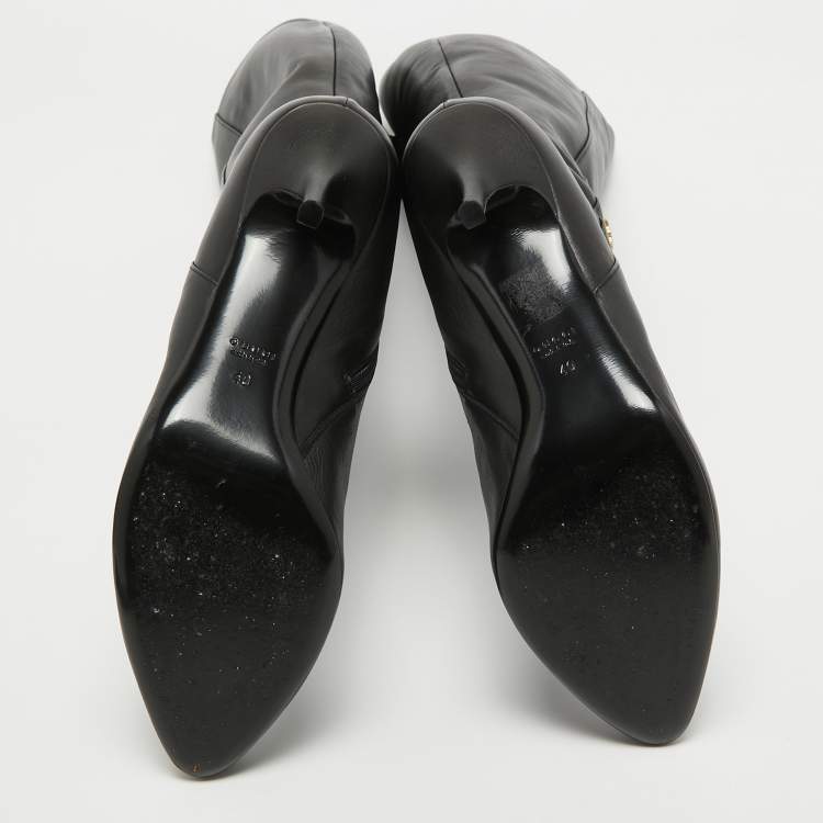 مملوكة مسبقًا Gucci Black Leather Knee Length Boots Size 40