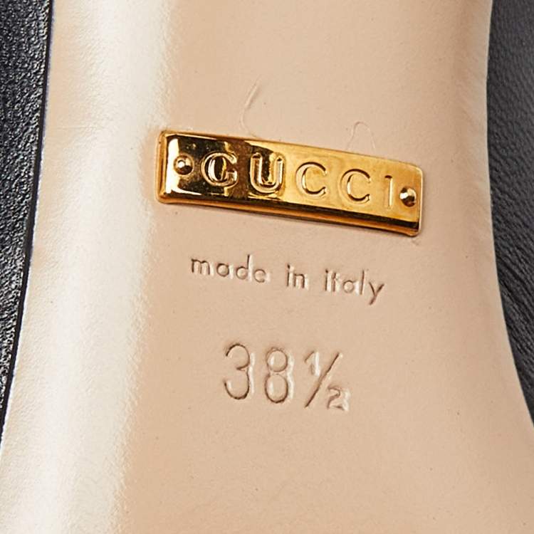 Pre Owned Gucci Black Leather Sylvie Mary Jane Pumps Size 38.5